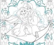 Coloriage et dessins gratuit Princesse Jasmine et Aladdin à imprimer