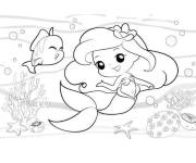 Coloriage Princesse sir&egrave;ne de Disney Kawaii
