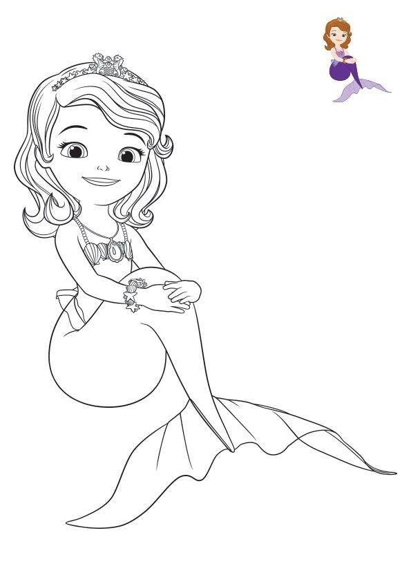 Coloriage et dessins gratuits Princesse Sofia en mode sirène à imprimer