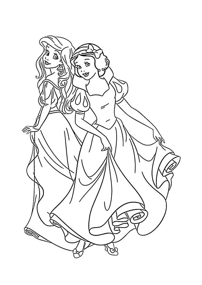 Coloriage et dessins gratuits Princesses Blanche-Neige et Ariel à imprimer