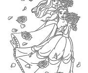 Coloriage Princesses de Disney avec bouquets de fleur