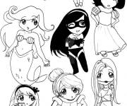 Coloriage Princesses de Disney Chibi