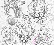 Coloriage Princesses Disney pour fête