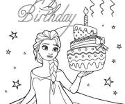 Coloriage et dessins gratuit Reine des neiges Princesse Disney Anniversaire à imprimer