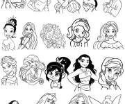 Coloriage Toutes les princesse Walt Disney gratuit