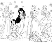 Coloriage Toutes les princesses Disney