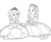 Coloriage Princesse Sofia et Amber peinture