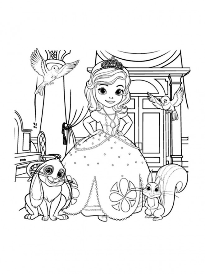 Coloriage Princesse Sofia et ses amis les animaux