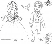 Coloriage Princesse Sofia, James, Mia et Clever