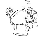 Coloriage Cam&eacute;l&eacute;on Pascal aime le Cupcake