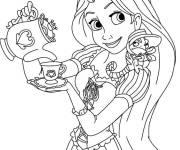 Coloriage Raiponce aime le th&eacute;