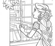 Coloriage Raiponce aime les livres