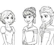 Coloriage Raiponce, Anna et Elsa princesse de Disney