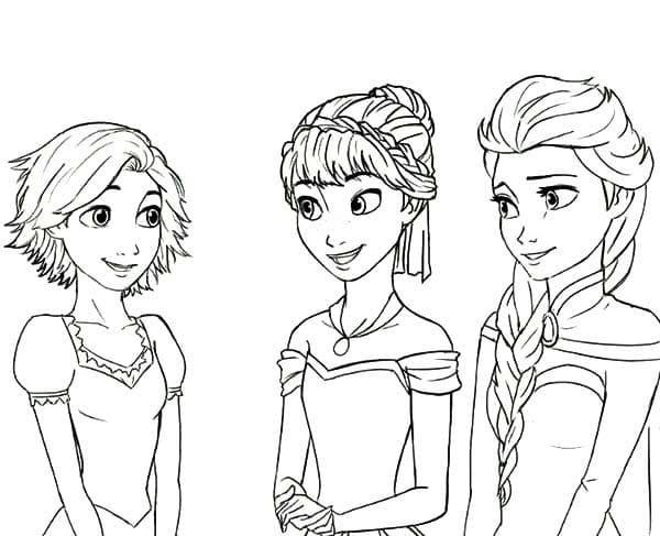 Coloriage et dessins gratuits Raiponce, Anna et Elsa princesse de Disney à imprimer