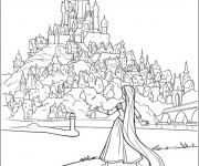 Coloriage Raiponce arrive au  royaume