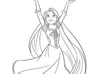 Coloriage Raiponce avec des lanternes volantes