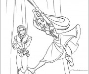 Coloriage Raiponce avec Eug&egrave;ne