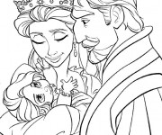 Coloriage Raiponce avec ses parents