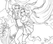 Coloriage Raiponce avec son amant Flynn rider