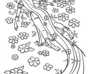 Coloriage Raiponce dans un champ de fleurs