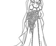 Coloriage Raiponce dans une robe de mariée