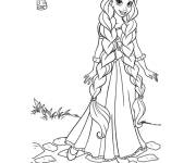 Coloriage Raiponce de Disney avec deux nattes