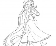 Coloriage Raiponce entrain de nettoyer