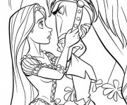 Coloriage Raiponce essaye de calmer Maximus