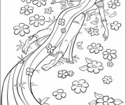 Coloriage et dessins gratuit Raiponce est contente en nature à imprimer