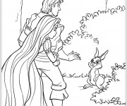 Coloriage Raiponce et Eugène découvre un lapin
