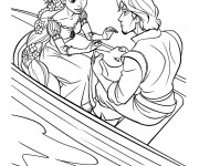 Coloriage Raiponce et Eug&egrave;ne en bateau