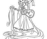 Coloriage Raiponce et guitare