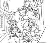 Coloriage Raiponce, Flynn et le cheval dans le château