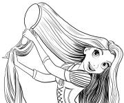 Coloriage Raiponce se peignant les cheveux magiques