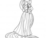 Coloriage Raiponce simple &agrave;  colorier