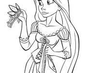 Coloriage Raiponce tenant une couronne
