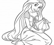 Coloriage Raiponce tenant une lampe