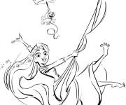 Coloriage Tangled utilise ses cheveux comme une balan&ccedil;oire