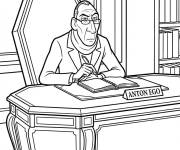 Coloriage Anton Ego sur son bureau