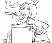 Coloriage Chef Colette qui cuisine