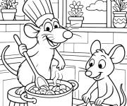 Coloriage Chef R&eacute;my &agrave; la cuisine