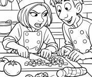 Coloriage Colette coupe les carottes