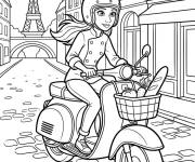 Coloriage Colette sur le vespa &agrave; Paris