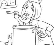Coloriage Colette Tatou go&ucirc;te le repas