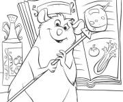 Coloriage Emile de Ratatouille devant le livre de cuisine