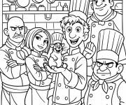 Coloriage Le personnel de cuisine de Ratatouille pose pour une photo