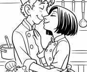 Coloriage Linguini embrasse Colette