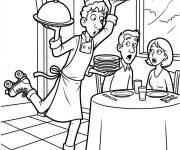 Coloriage Linguini sert des plats sur des patins &agrave; roulettes
