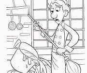 Coloriage Luigini confus dans la cuisine