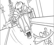 Coloriage M&eacute;chant chef Skinner &agrave; moto derri&egrave;re Rey